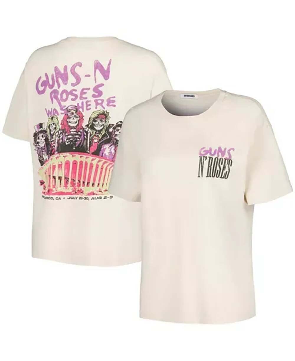 Daydreamer Guns N' Roses Was Here Boyfriend T-Shirt Size M Cream